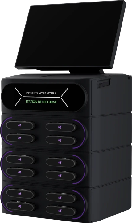 Borne Onexa Core noire, vue de trois quarts