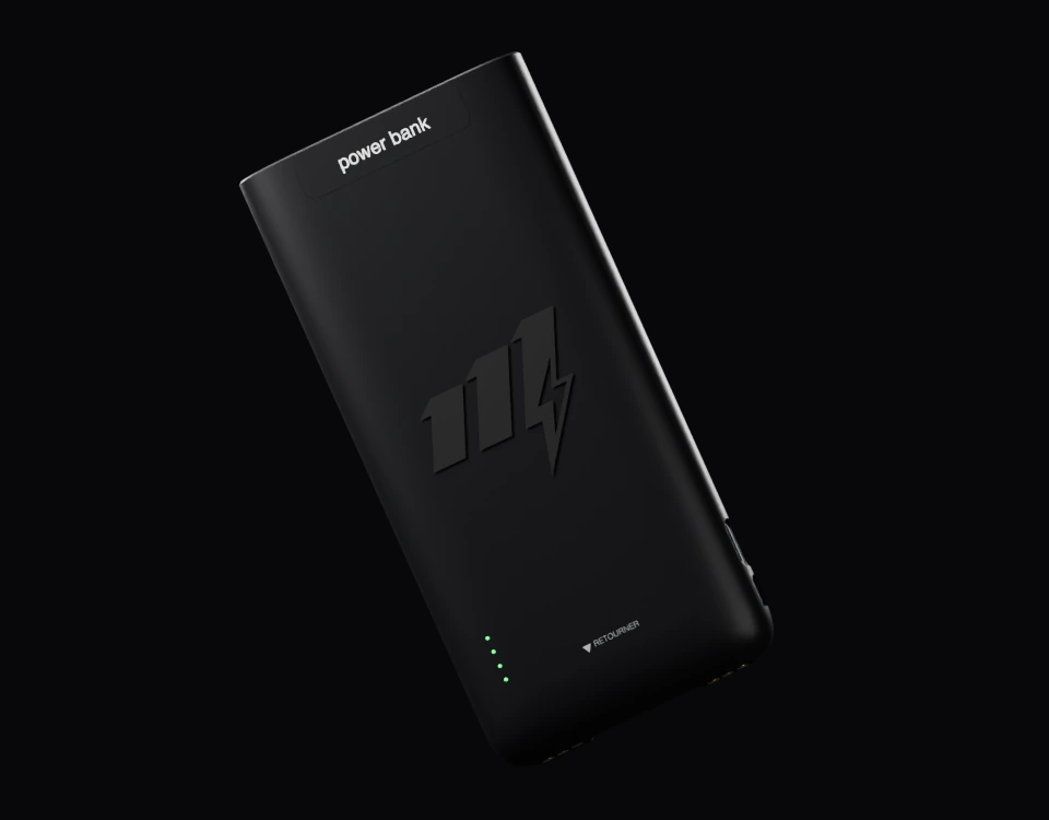 Powerbank Onexa, face avant et indicateurs de charge.