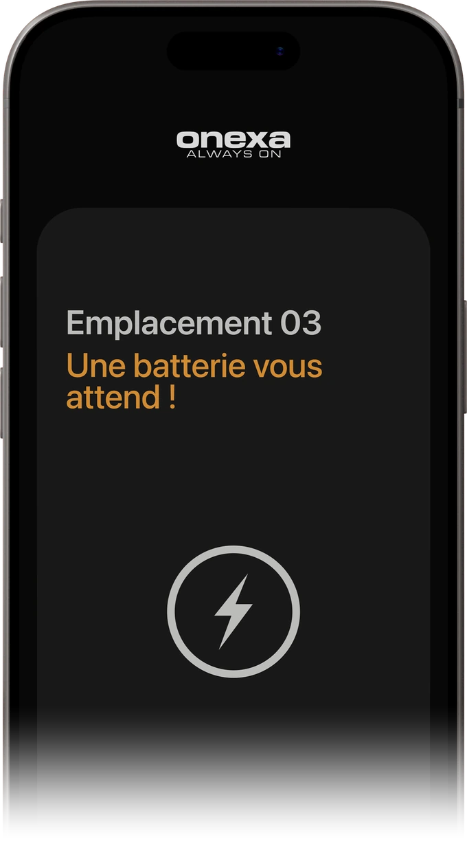 Écran de la borne : une batterie vous attend
